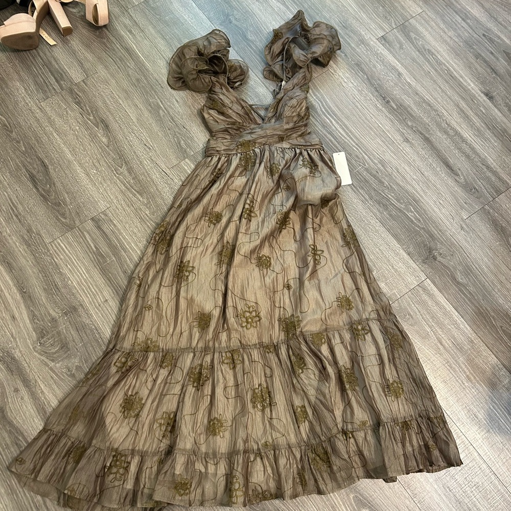 Lizard Thicket Olive Floral Dress NWT